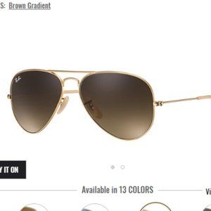 RAY BAN Gold Aviators Brown Gradient Lenses